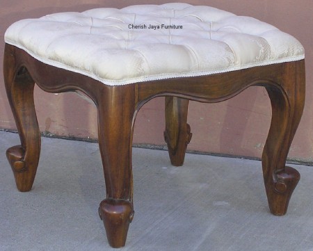 Code: CS 273-M Name: Foot Stool Size: W=35 x D=35 x H=30 cm Wood: Solid Mahogany With beautiful upholstery or on request any other type/color of upholstery/Leather.